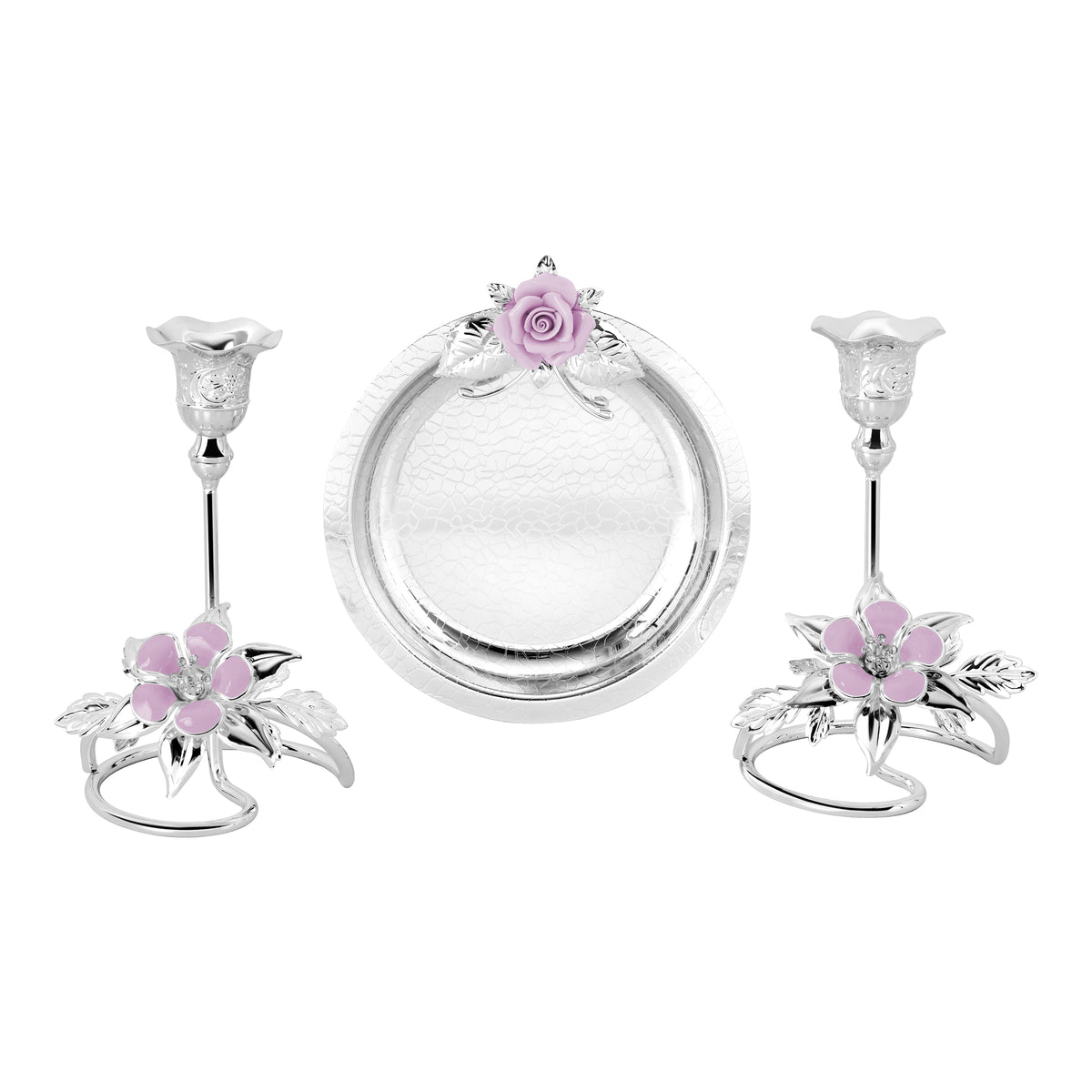 Set of 2 small Candle Stand with Flower Tray