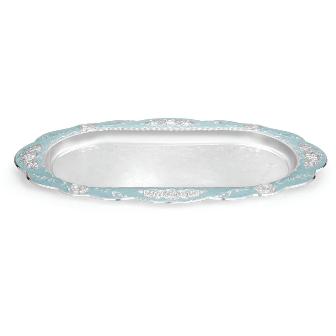 Peacock Oval Tray - Sky Blue