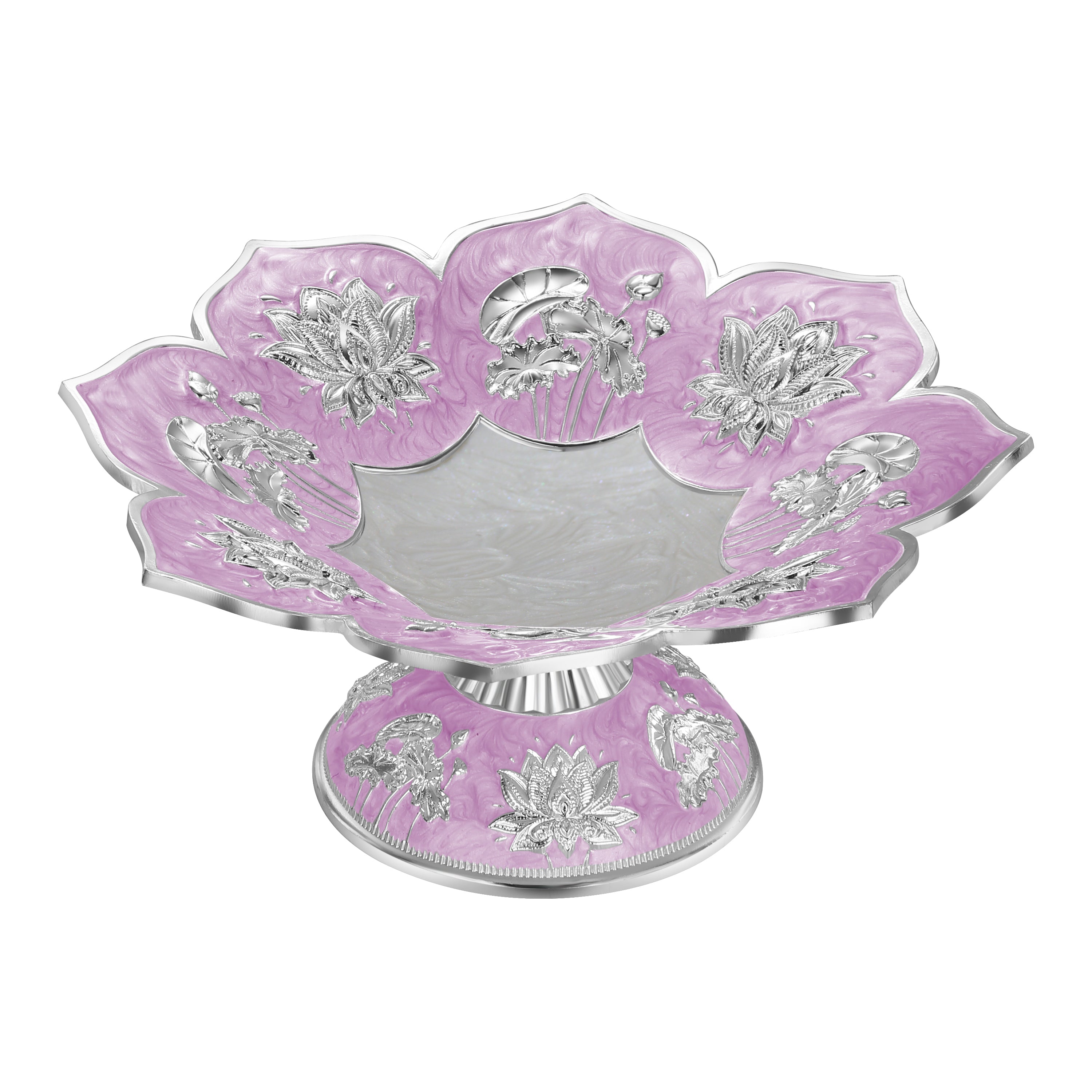 Set Of 2 Lotus Galvanic Plattter Lavender (H-8cm D8.5cm)