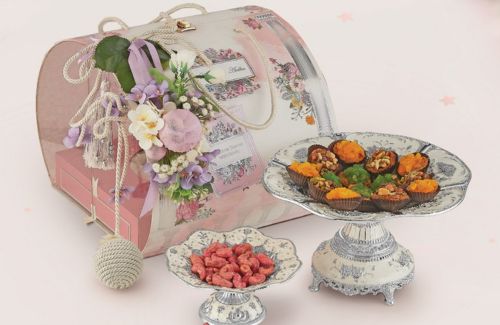 Pastel Floral Luxury Invitation with Gourmet Treats