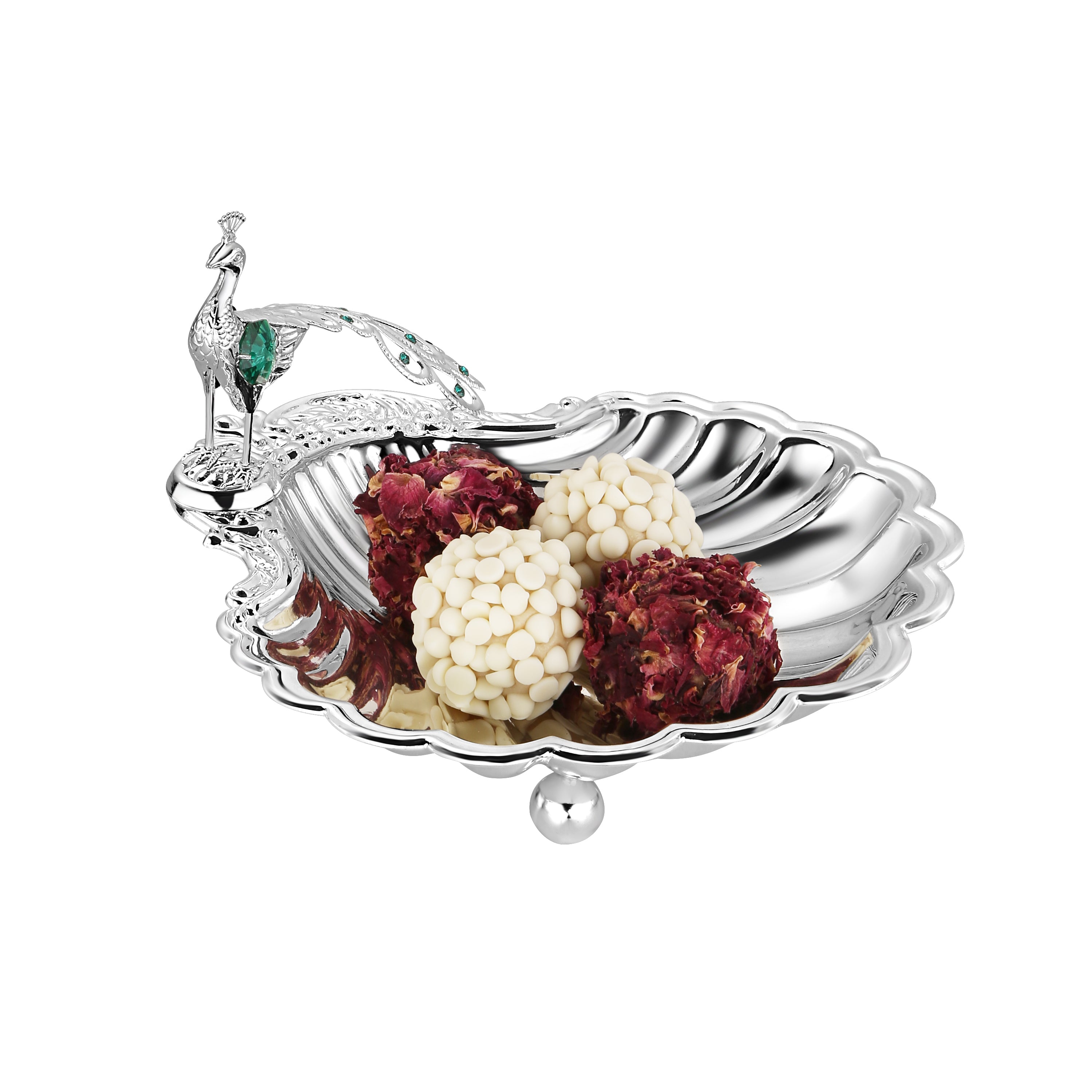 Sea Shell Platter with Peacock Small