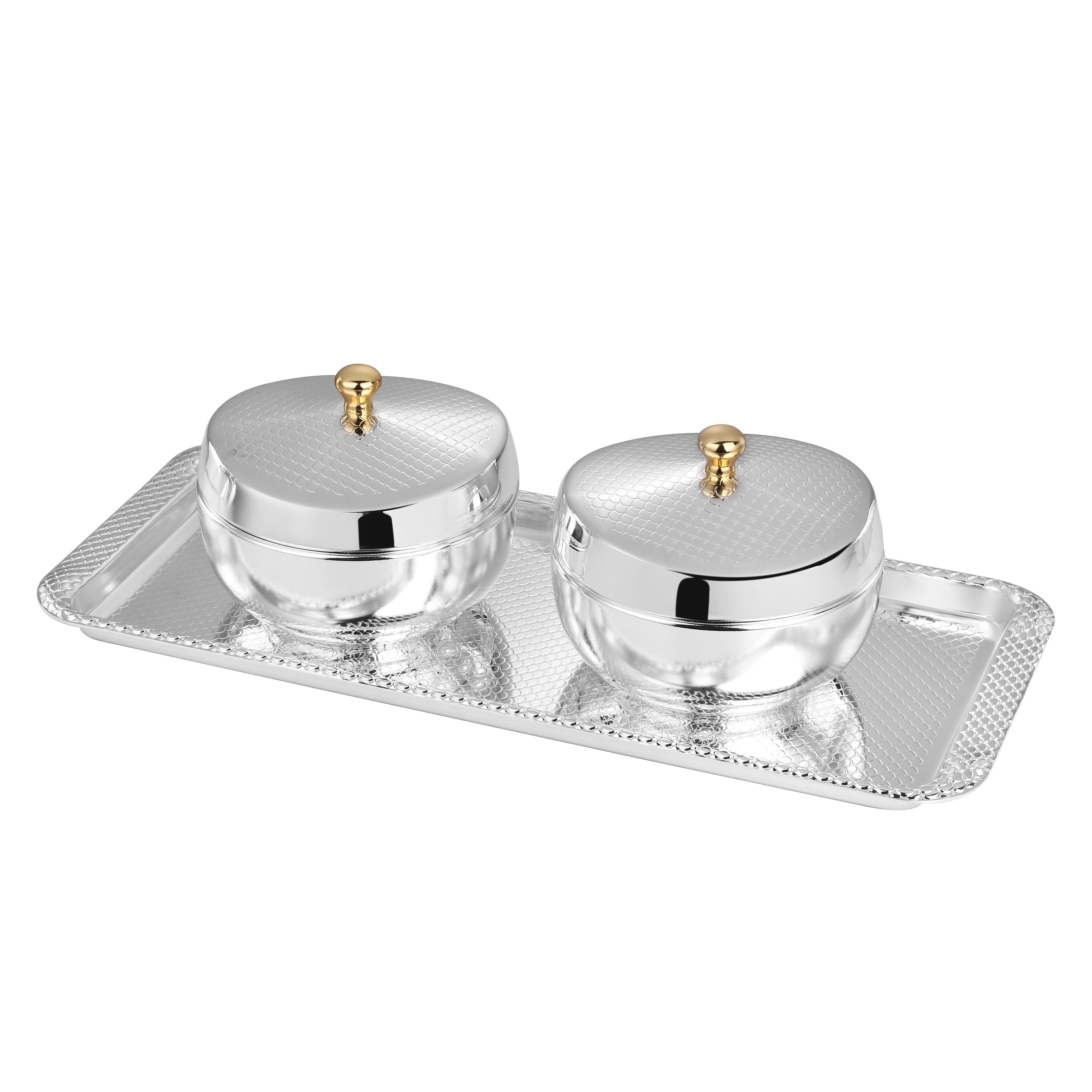 Set of 2 Honeycomb Bowl with Royal Weave Tray