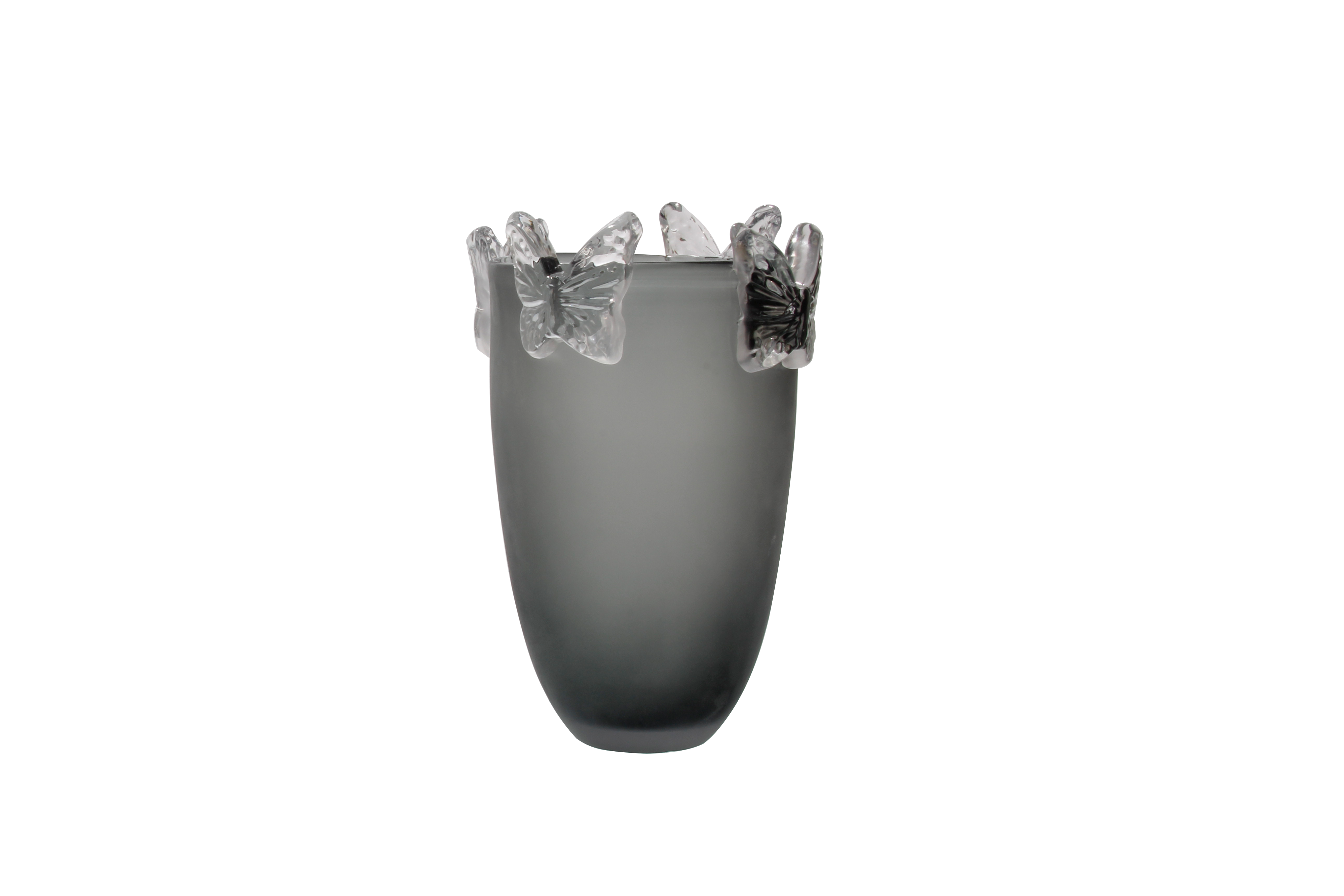 Crystal Butterfly Vase Gray Small