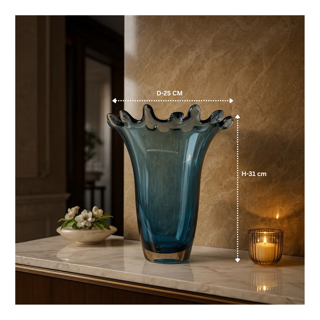 Crystal Aqua Splash Vase Large