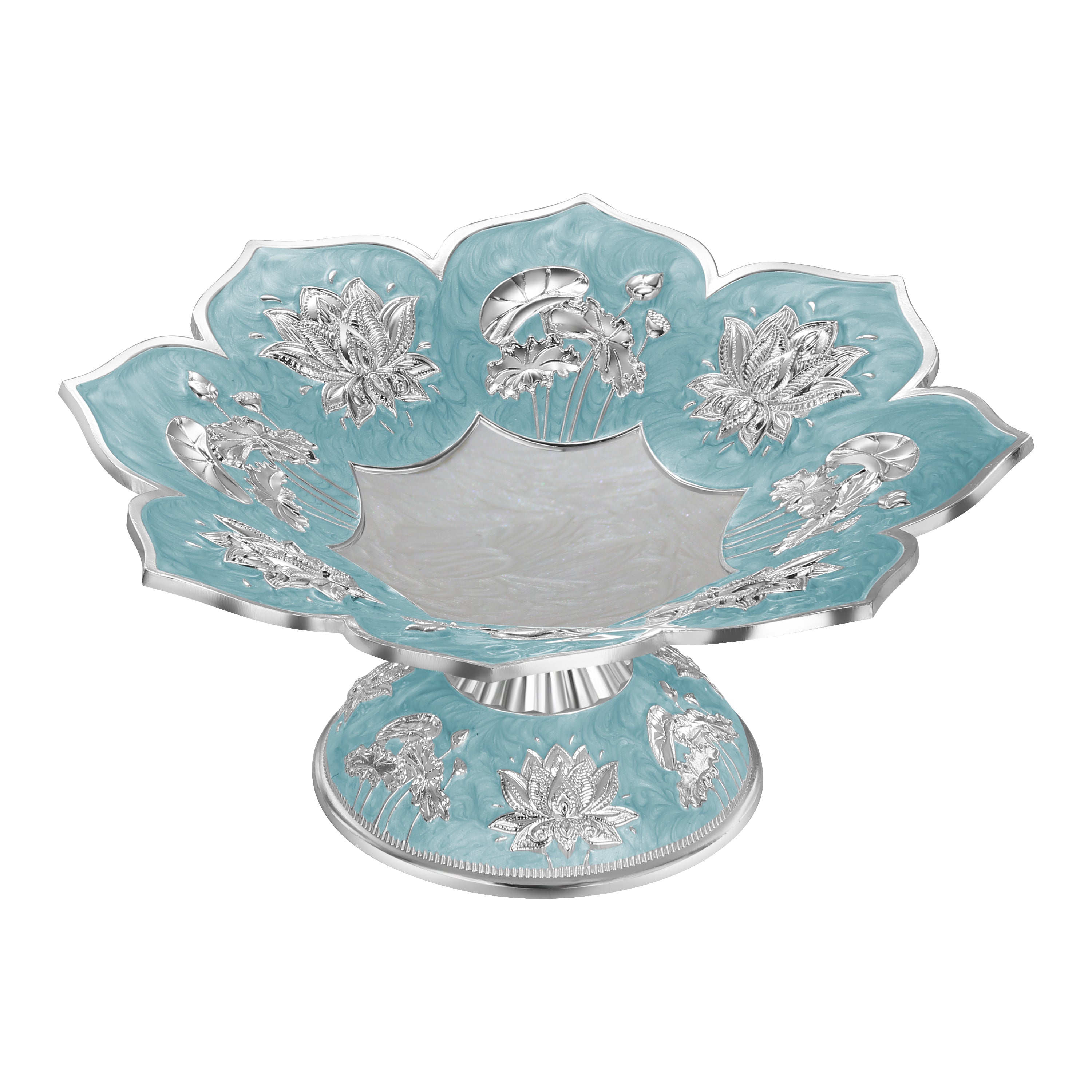 Set Of 2 Lotus Galvanic Plattter Sky Blue