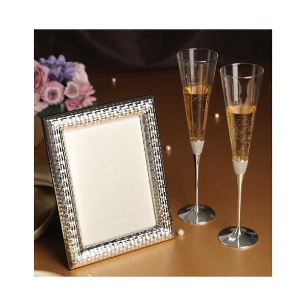 Set of 2 Silver Champagne Glass with Medium Jute Design Frame