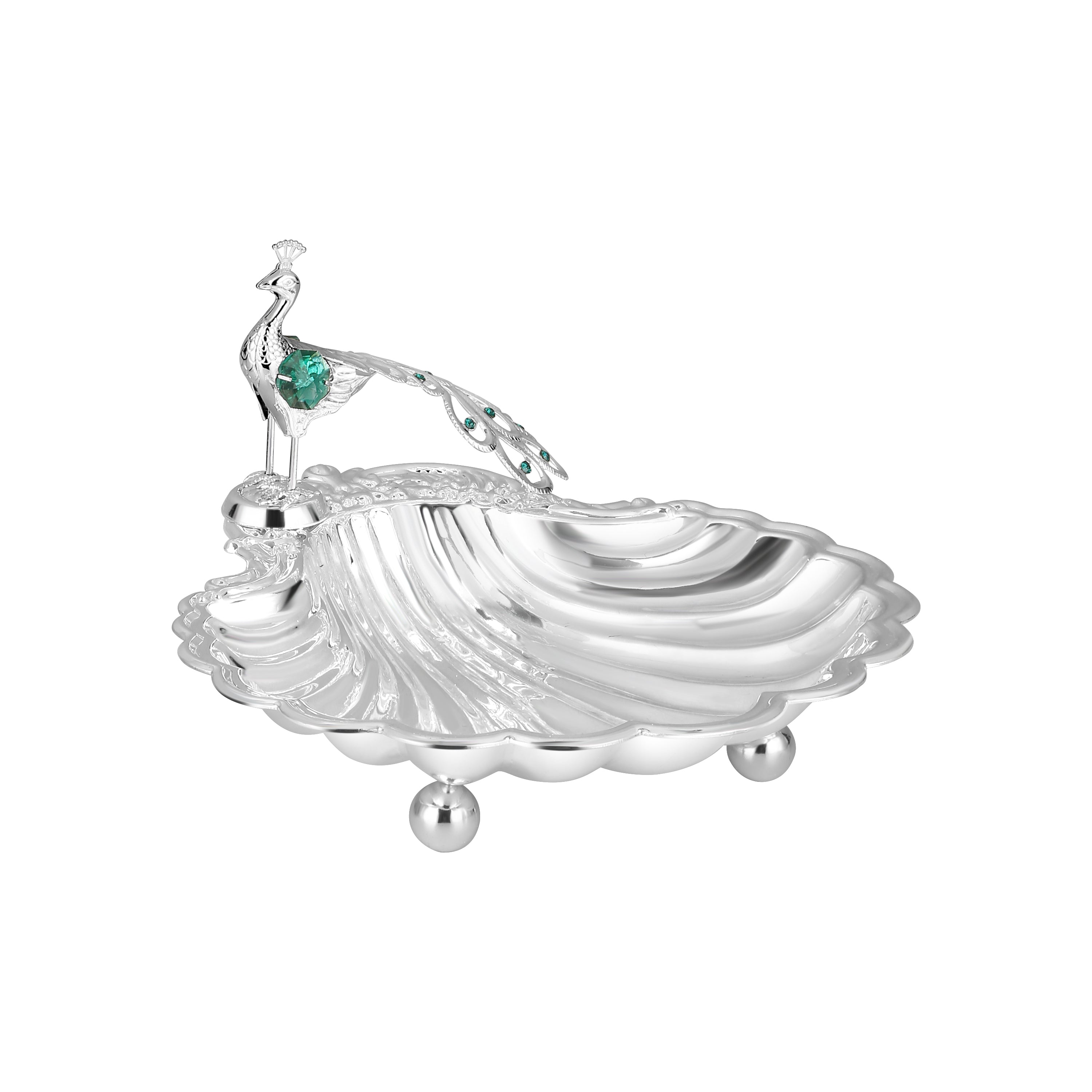 Sea Shell Platter with Peacock Small