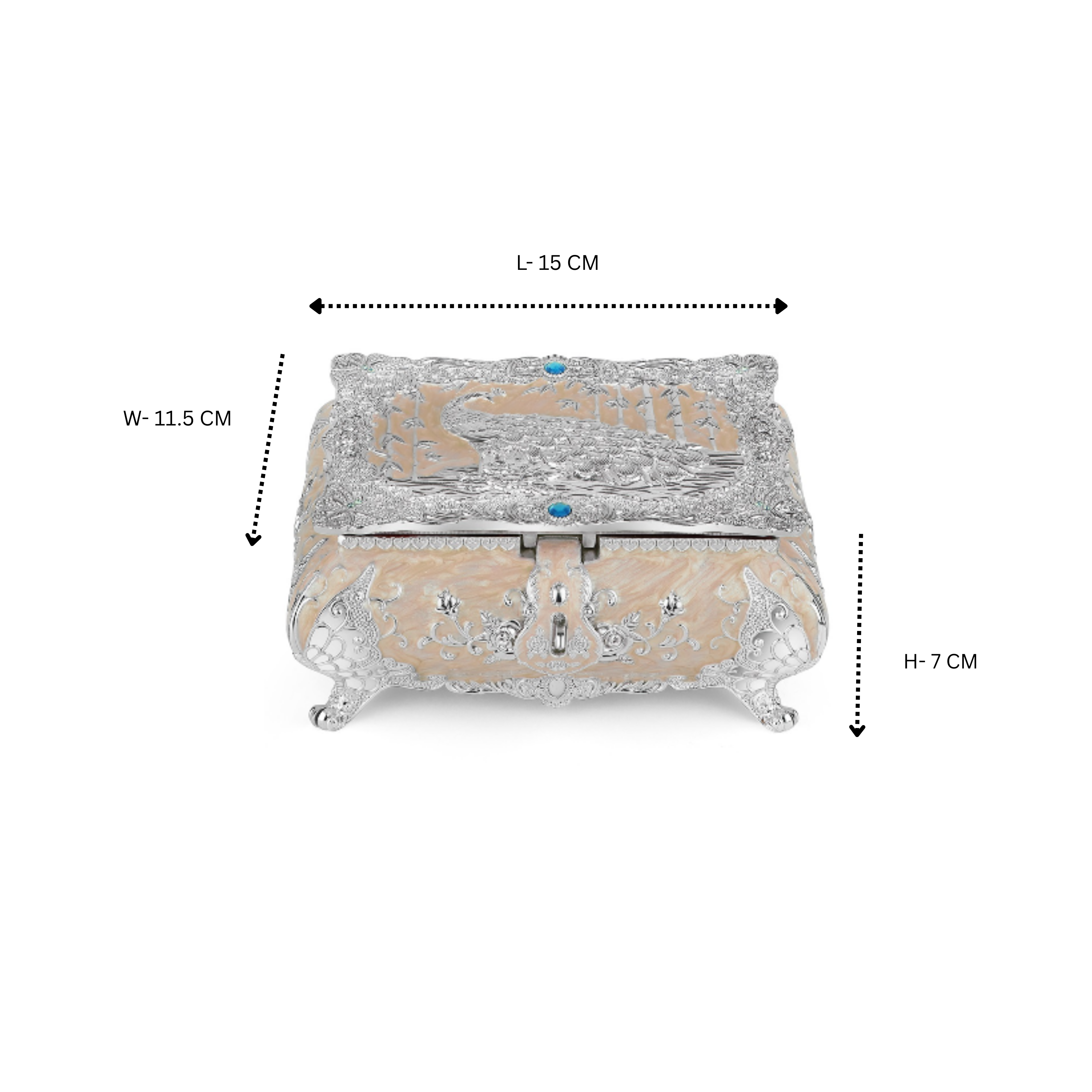 Peacock Enamel Box Small - Peach | Premium & Unique Jewelry Box | Decoration Gift Box | Momentz