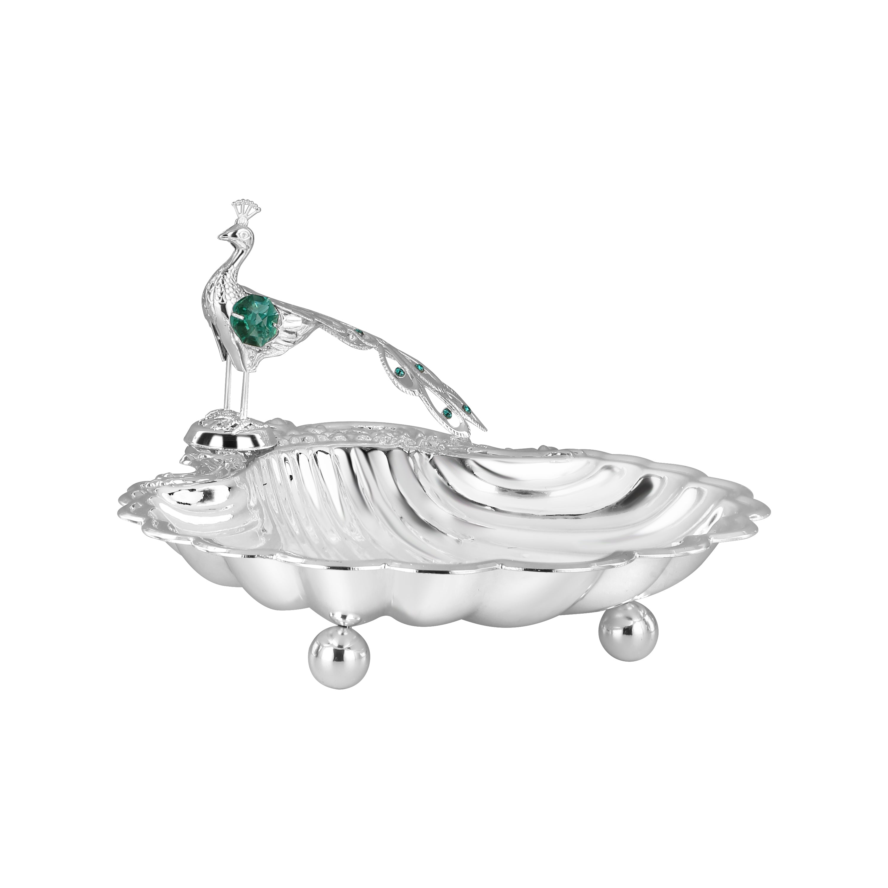 Sea Shell Platter with Peacock Small