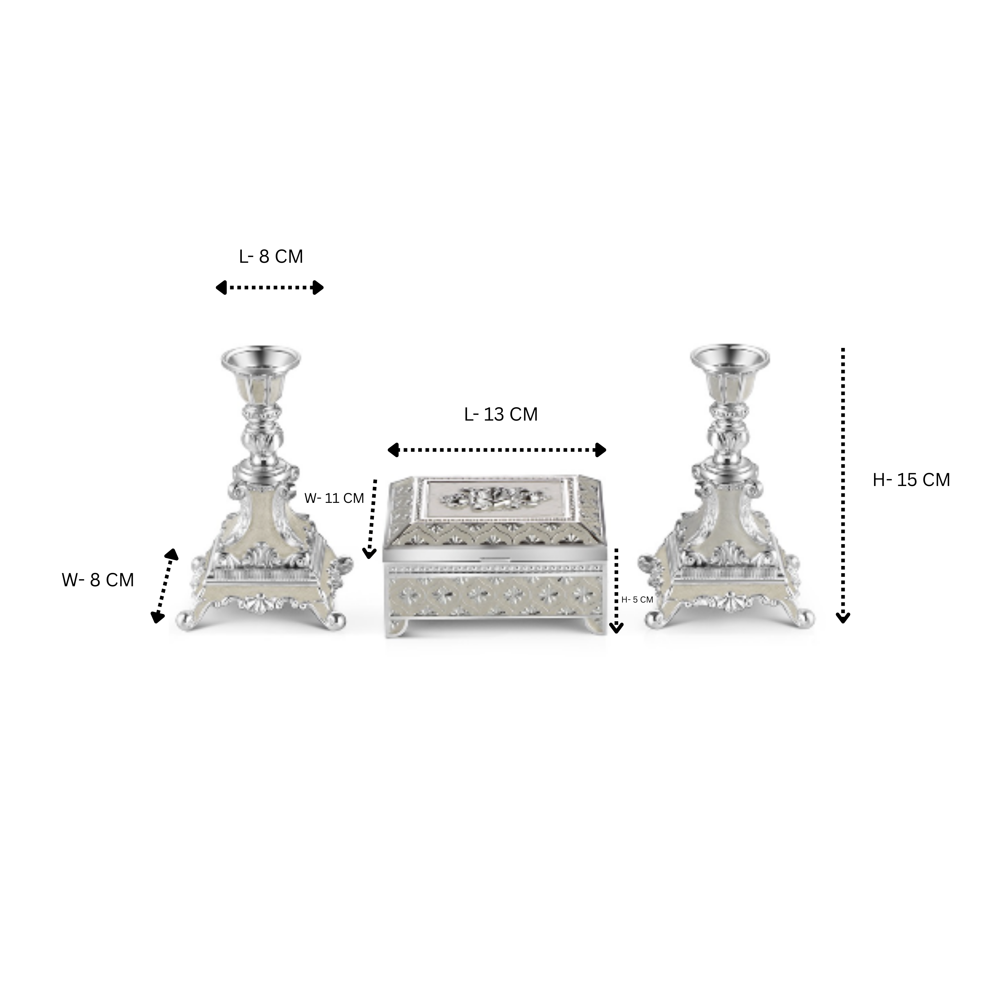 Set of 2 Candle stand + jewellery box - MOP