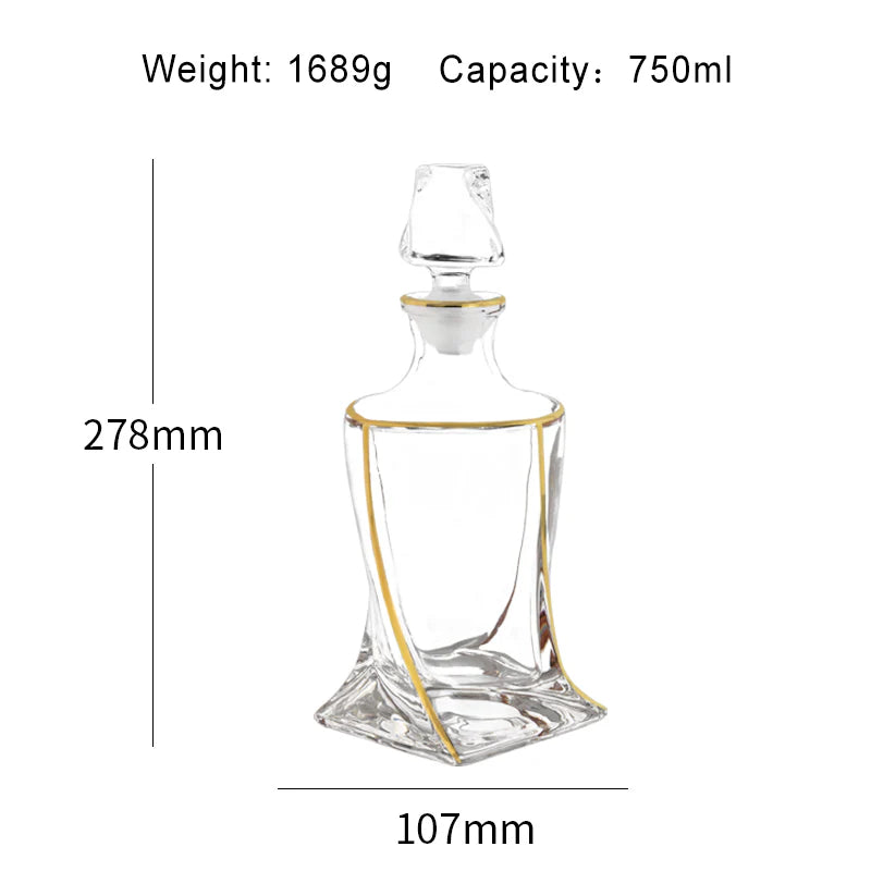 Twisted Whiskey Glasses Set of 6 With Decanter