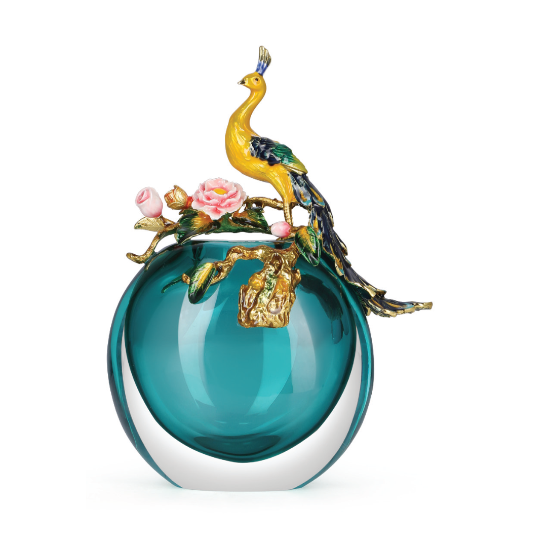 Peacock Green Design Vase