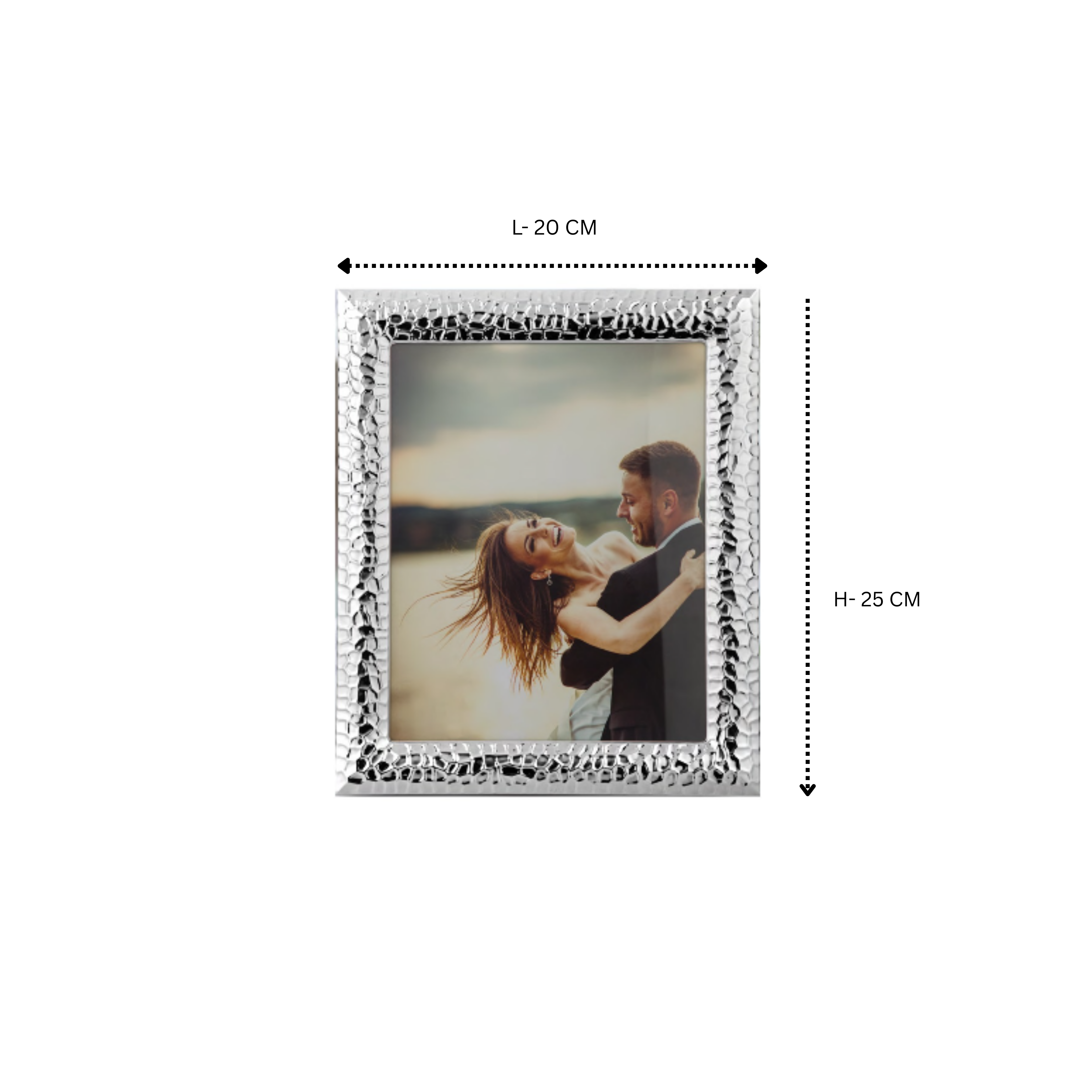Hammered Design Photoframe - silver