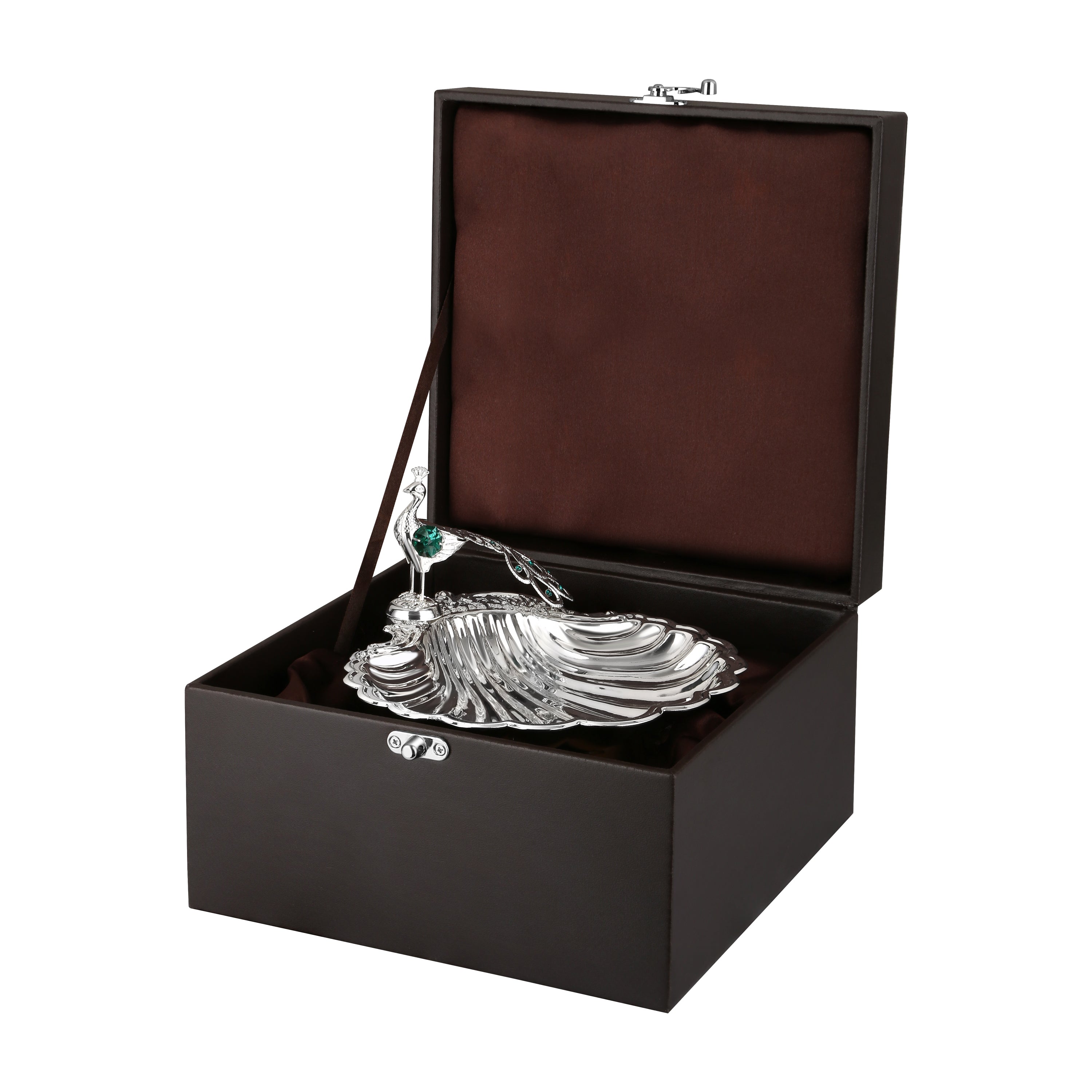 Sea Shell Platter with Peacock Small
