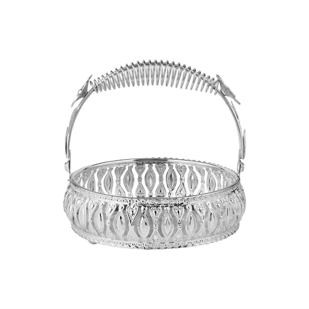 Rosalia Round Handle Basket Silver