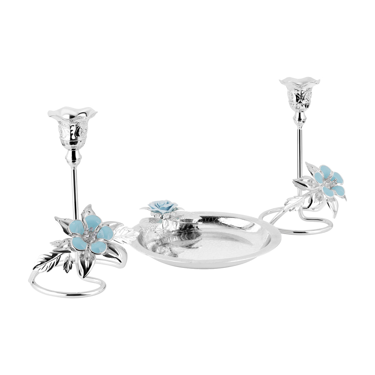 Set of 2 small Candle Stand with Flower Tray