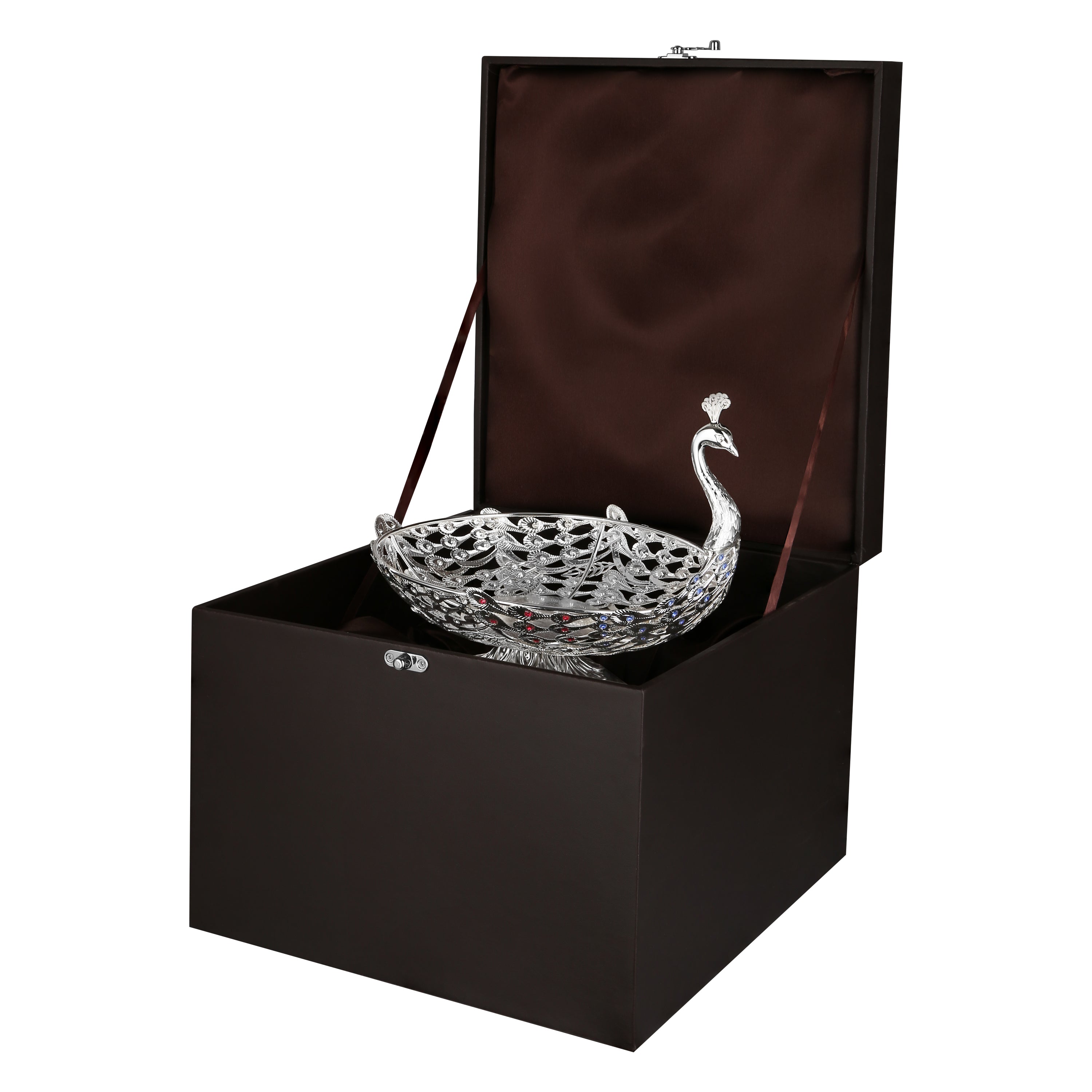 Peacock Bowl with Crystal Colored