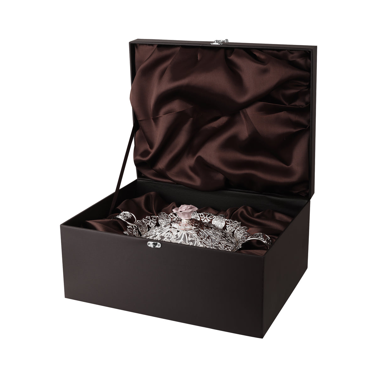 Floral Round Tray With Handle Large
