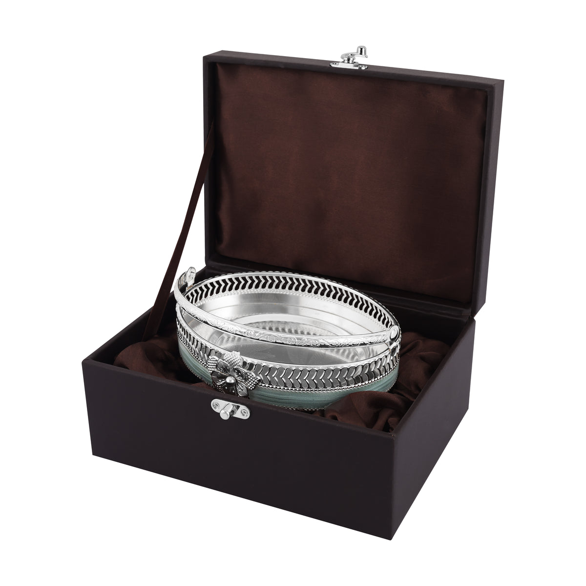 Majestic Bloom Oval Tray with Handle