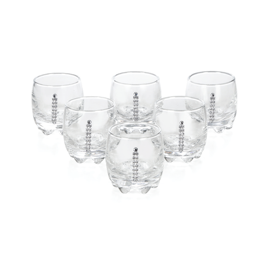 Set of 6 Swarovski Jeweled Vodka Shooter Glasses CLEAR