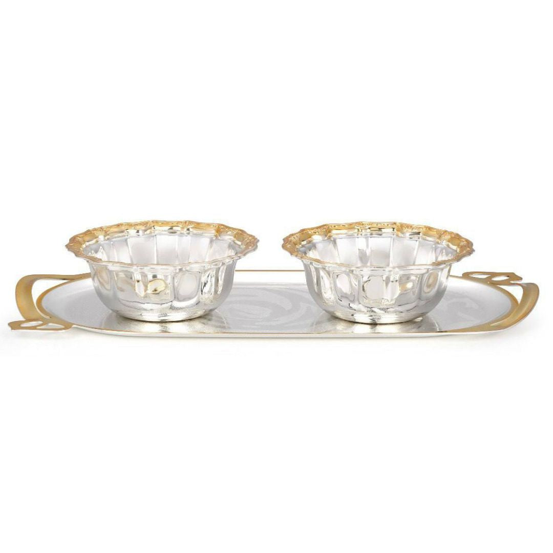 Cutwork Oval Designer Tray with Curvy Bowl