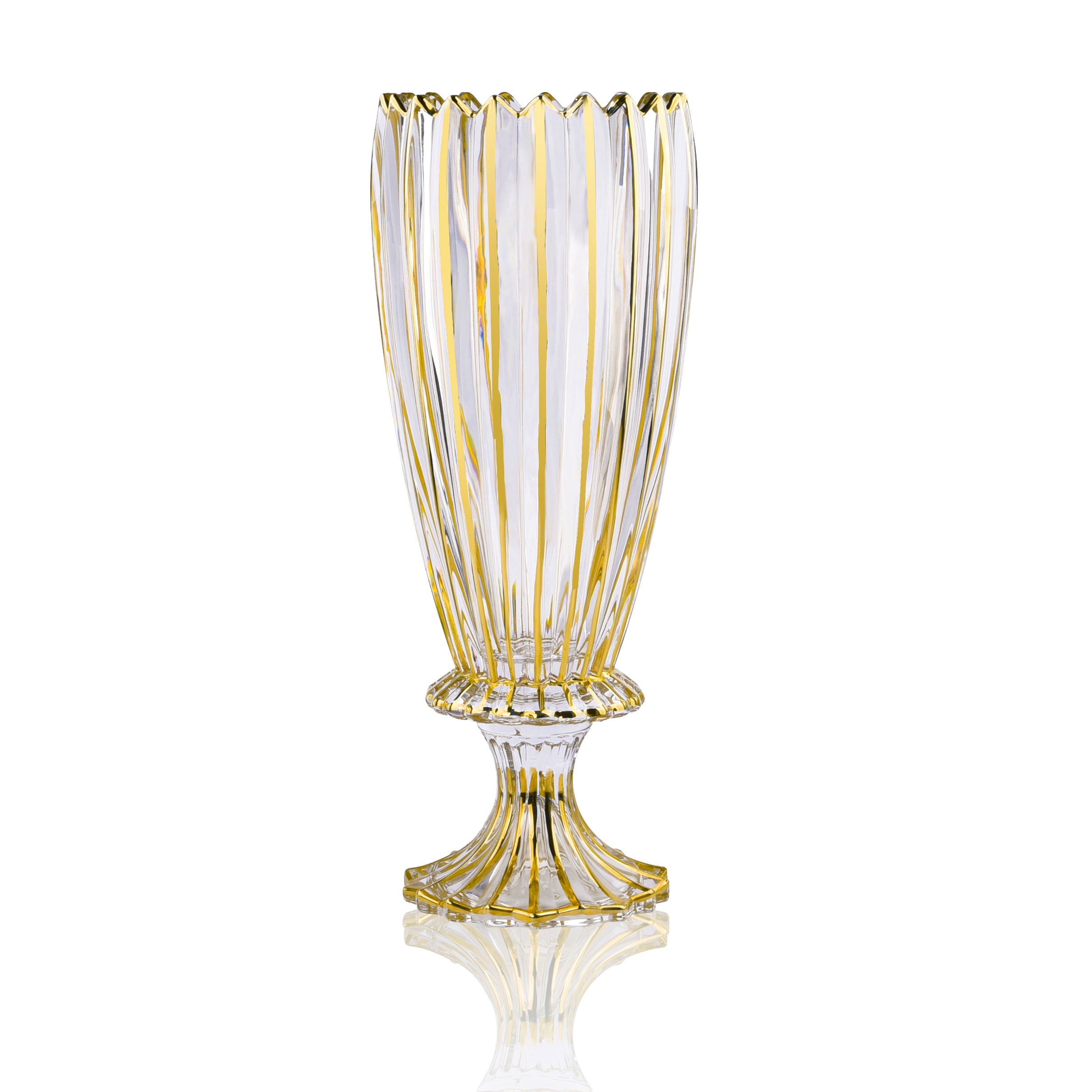 Streak design footed vase with golden lining 71-250258