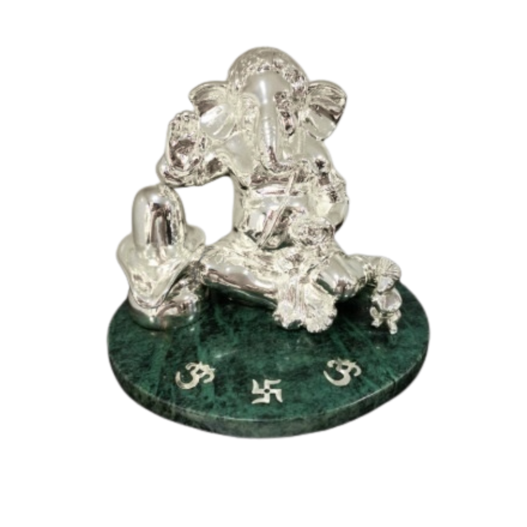 Ganesh Ji with Shivling Silver