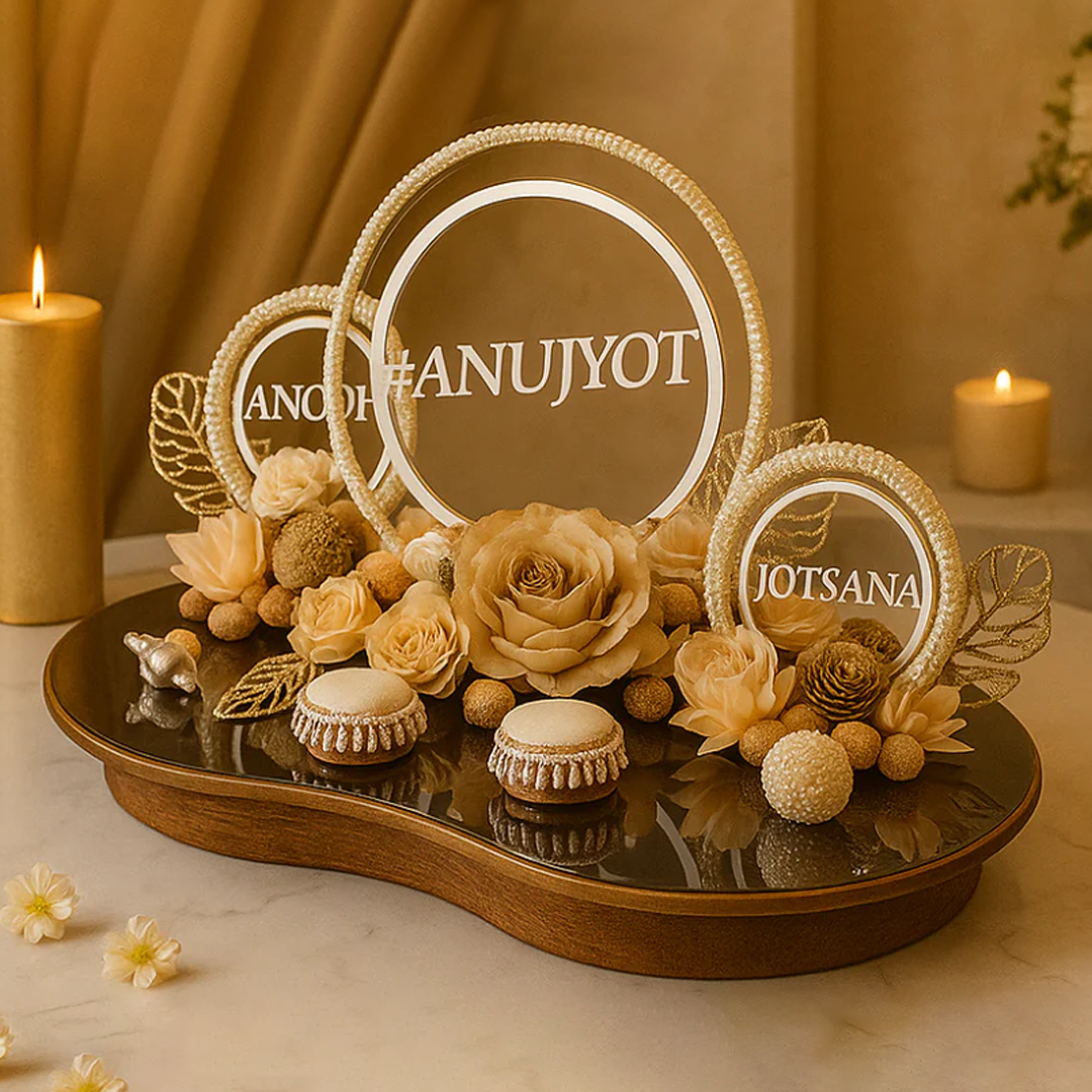 Pearl Hoop Ring Tray with Customized Hashtag Display