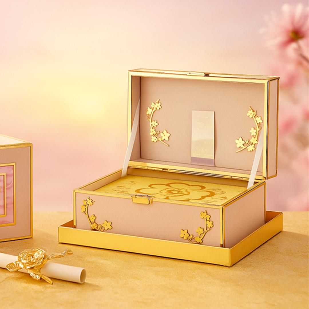 Luxurious Pink & Gold Invitation Box Set