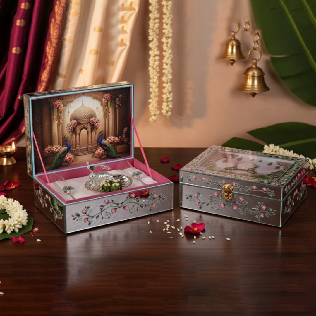 Royal Peacock Hand-Painted Decorative Jewelry Box