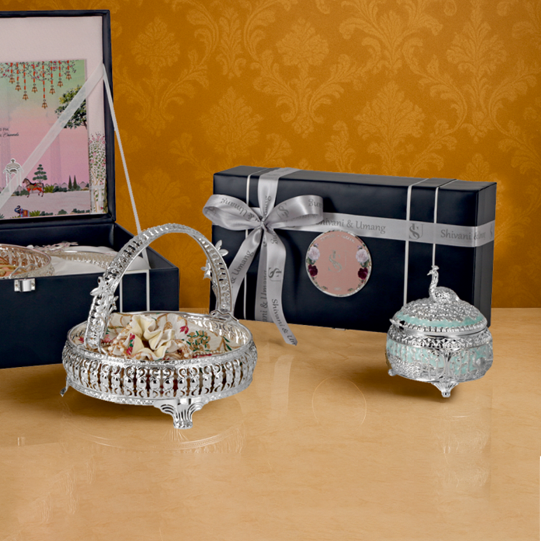 Elegant Regal Wedding Invitation Box Set with Keepsakes