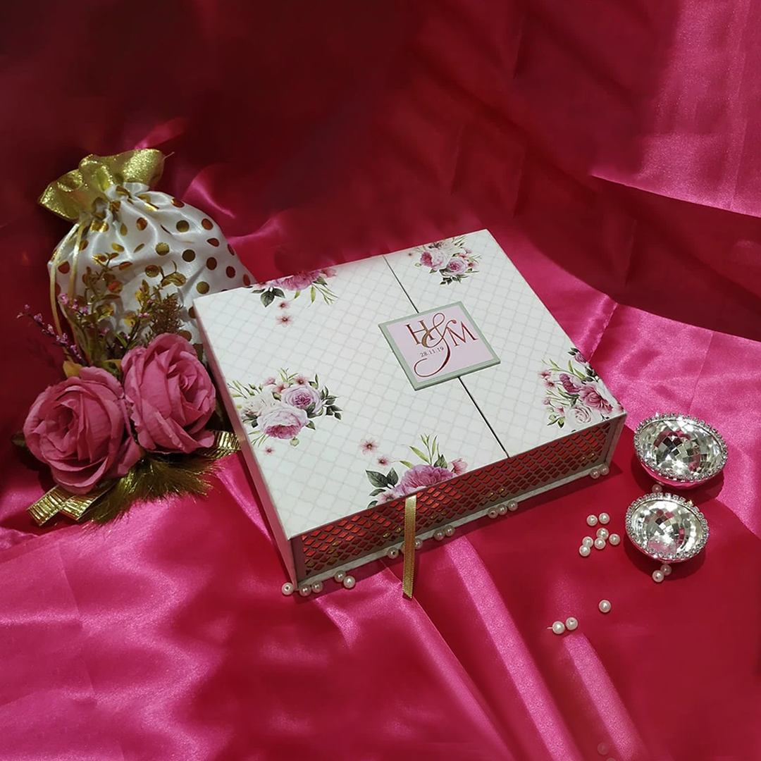 Elegant Floral Wedding Invitation Box with Inserts