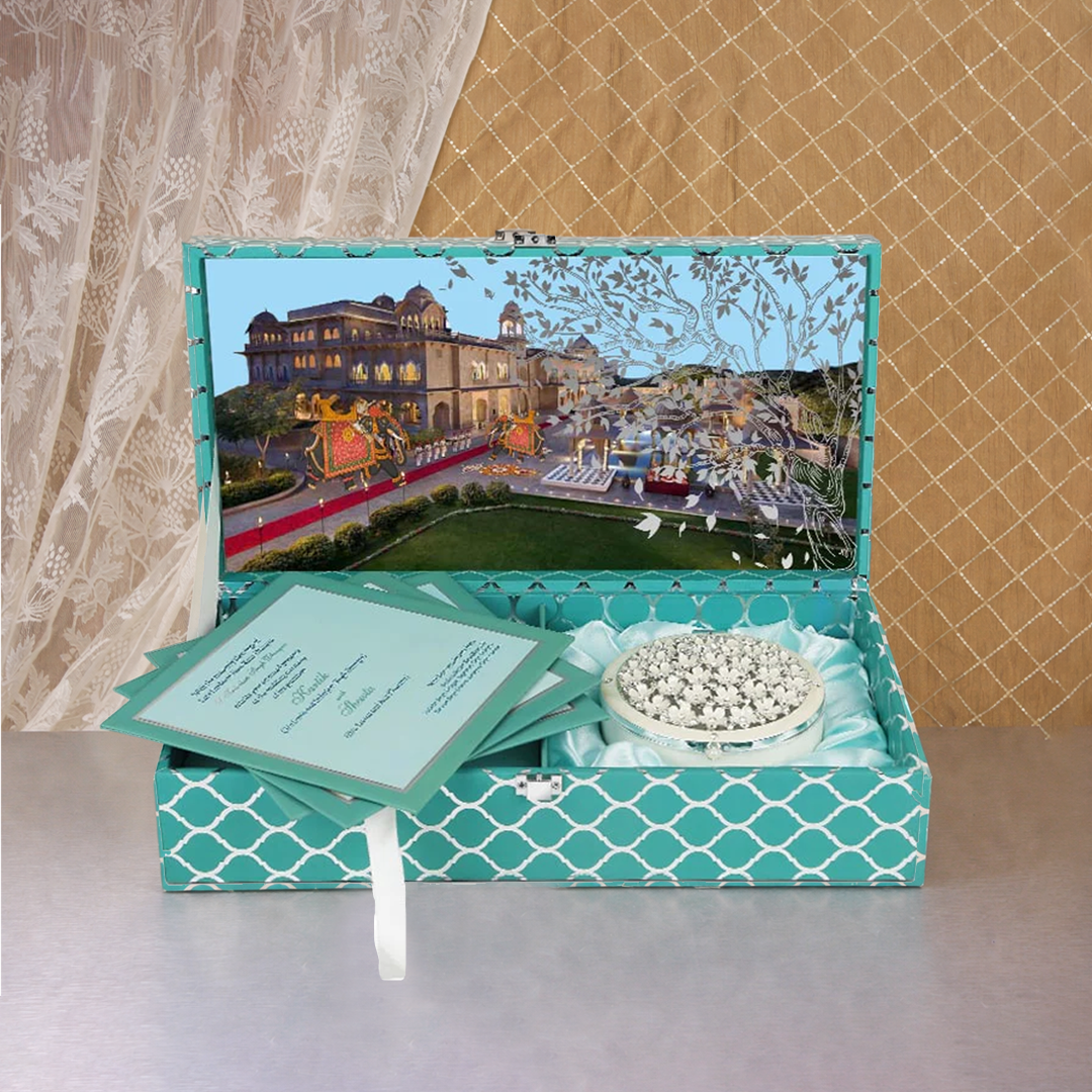 Regal Wedding Invitation Box with Palace Theme