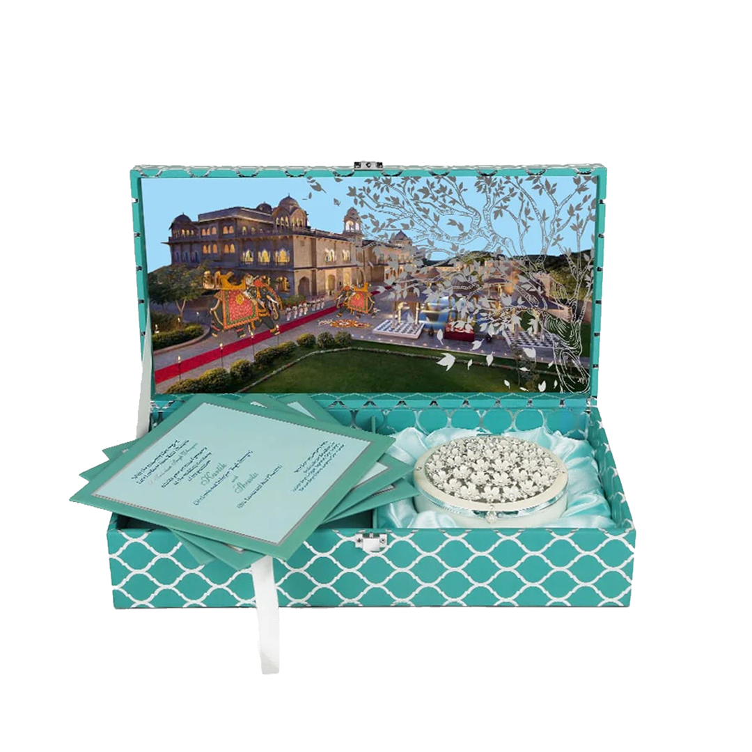 Regal Wedding Invitation Box with Palace Theme