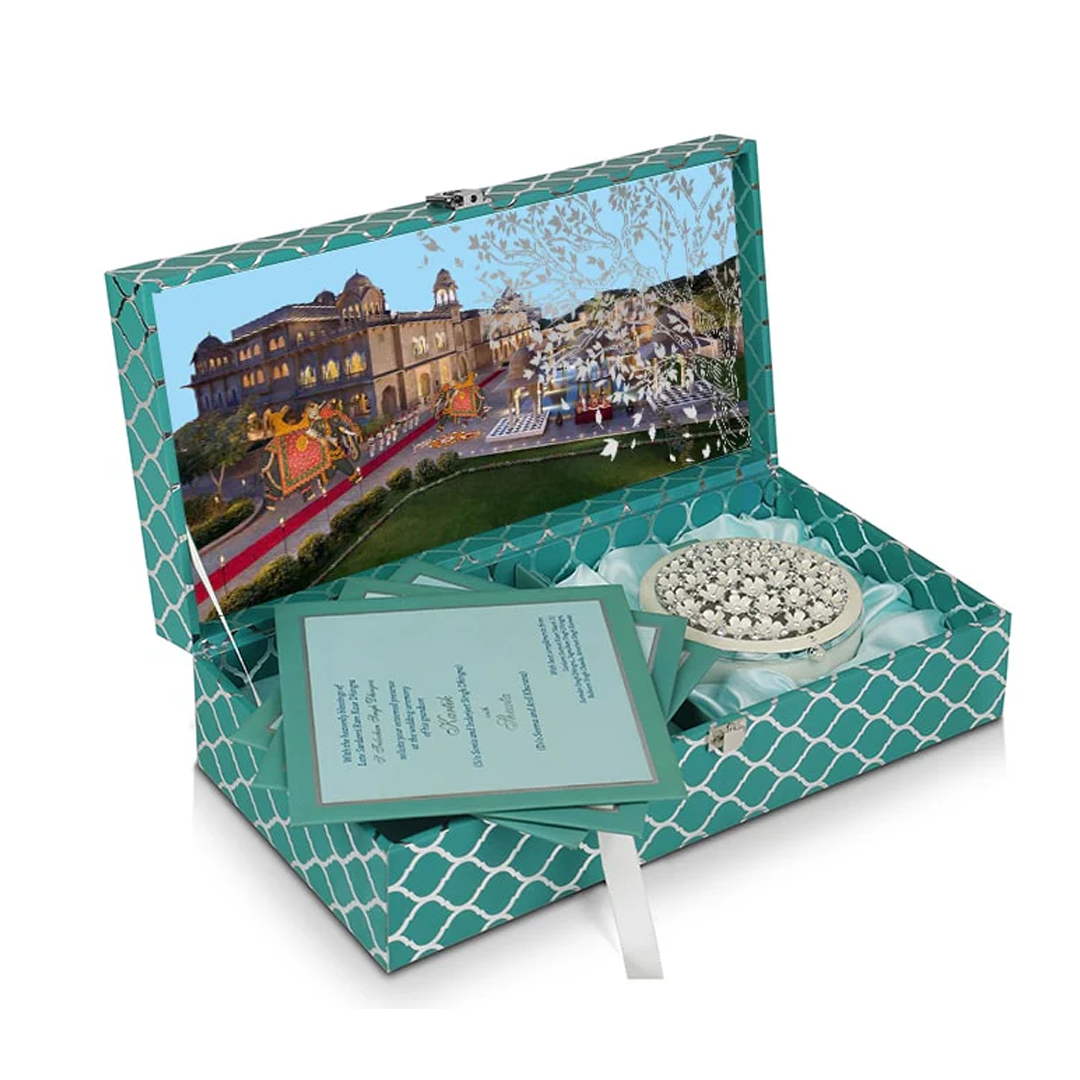 Regal Wedding Invitation Box with Palace Theme