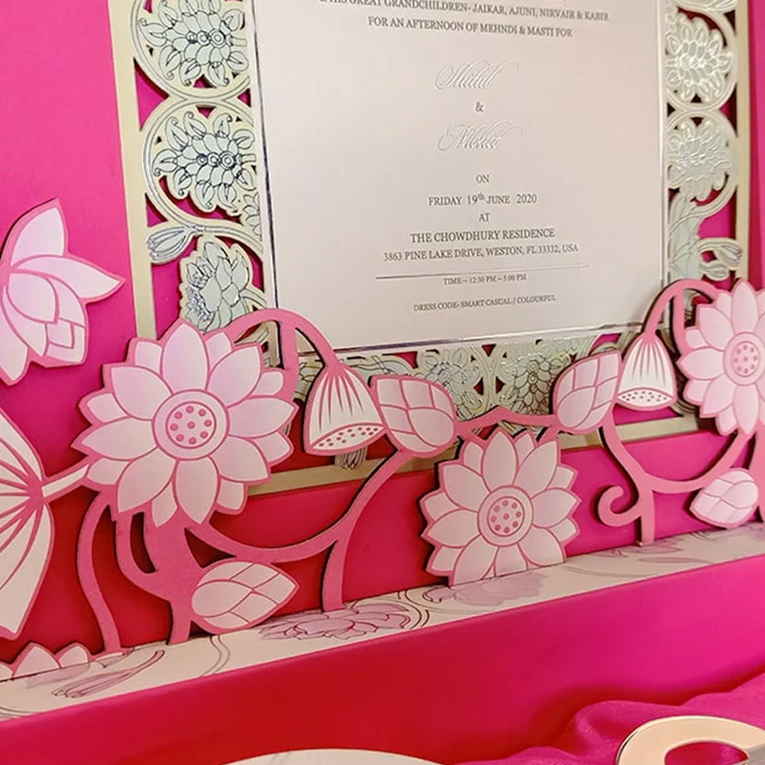 Floral Pink Wedding Luxury Invitation with Sweet Jars