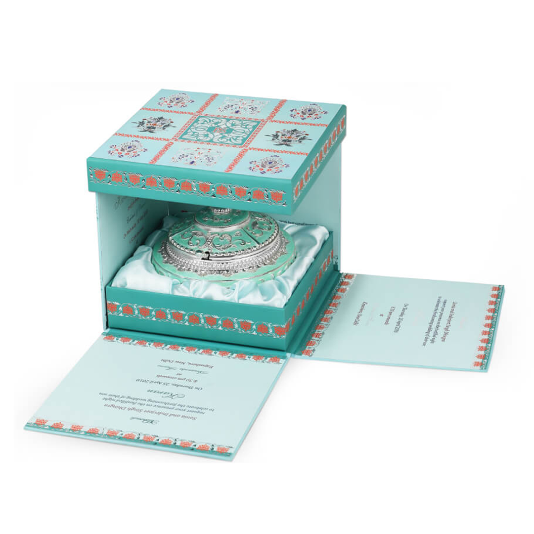 Royal Mint Green Wedding Invitation with Dome Keepsake