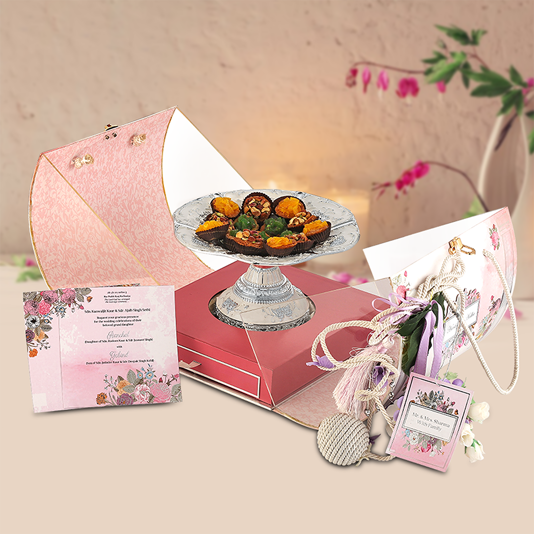 Pastel Floral Luxury Invitation with Gourmet Treats