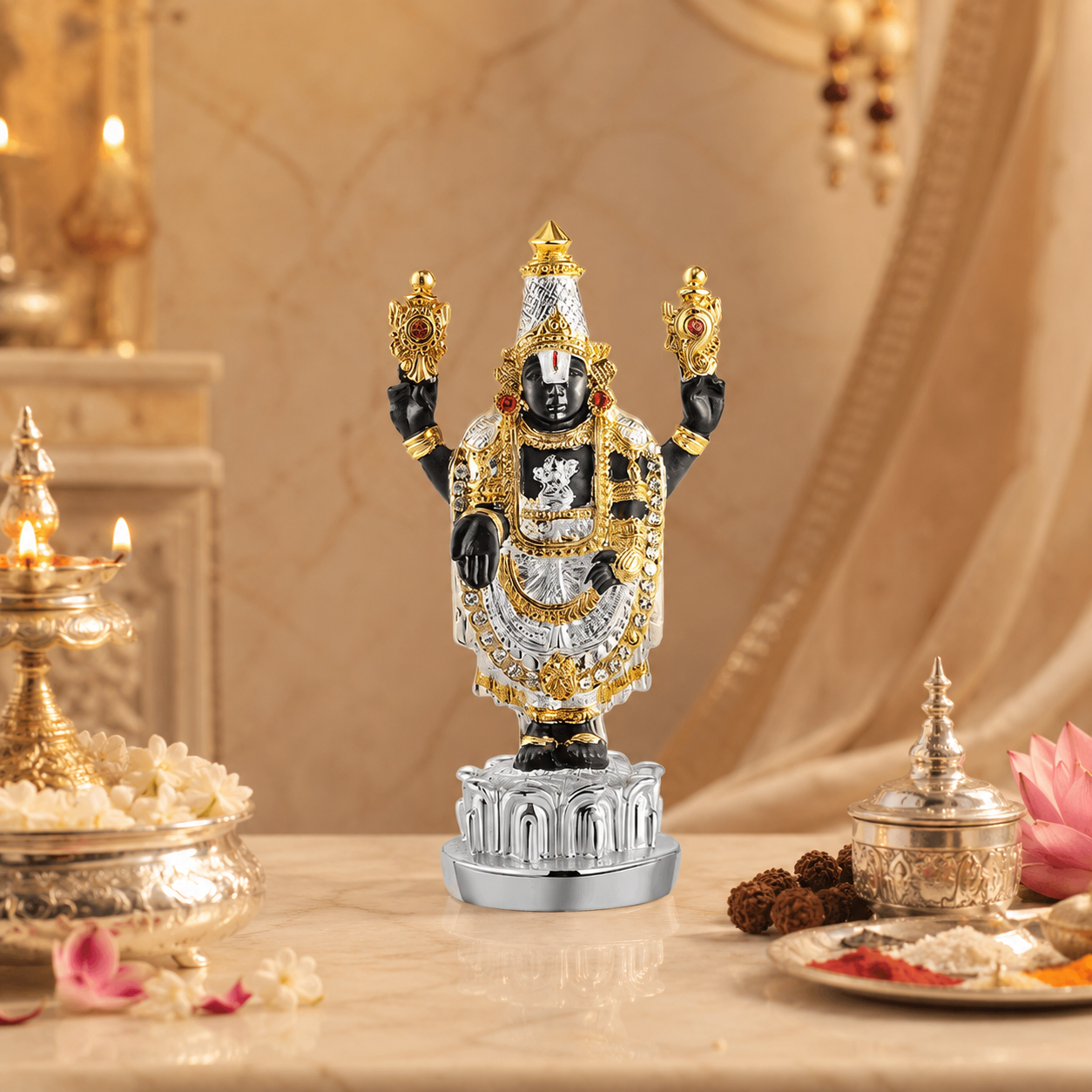Balaji(Mini) : Black & Silver with Golden Ornaments