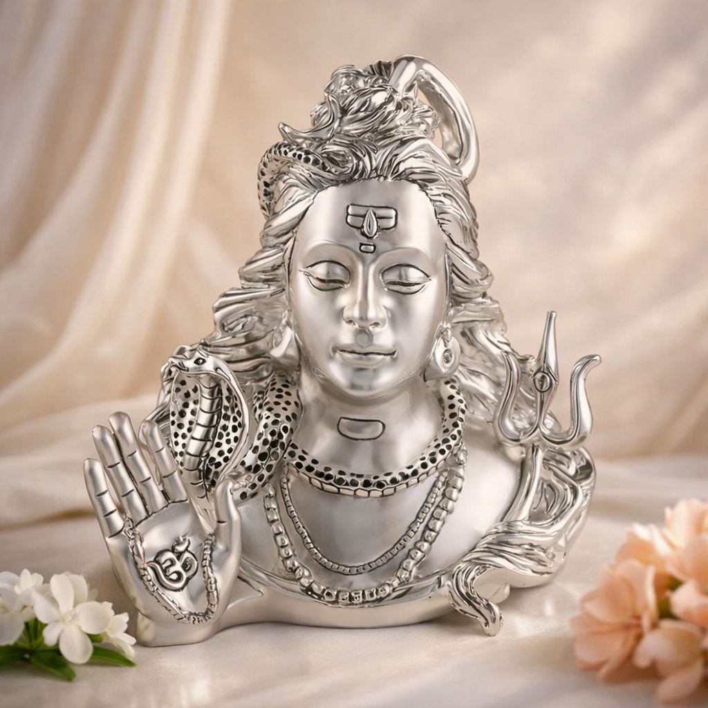 Shiva Head Matt Silver