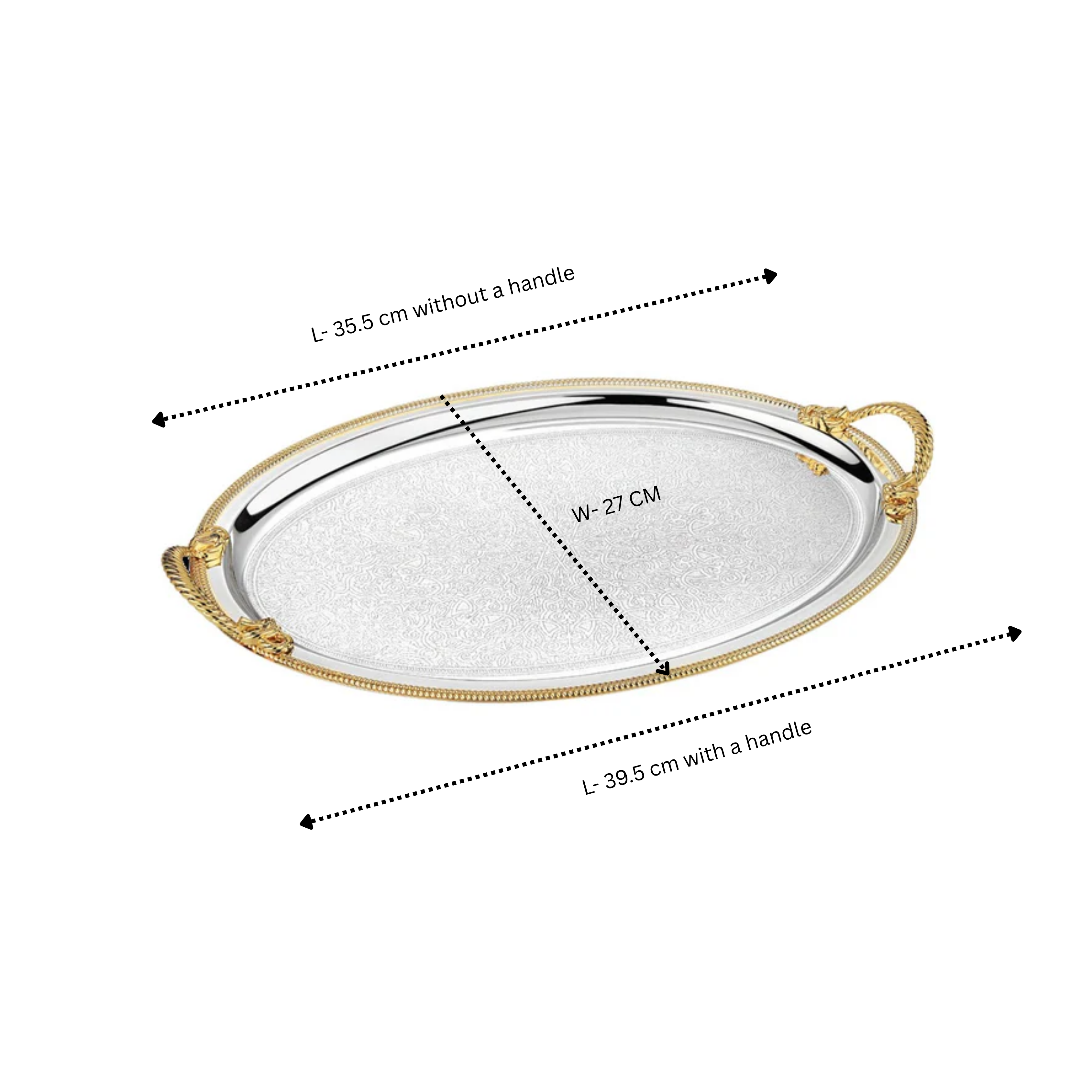 Oval Tray with Handle Dual tone Small