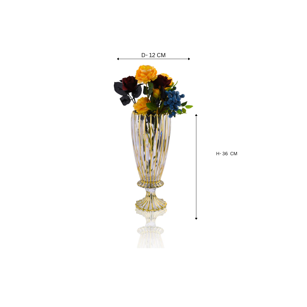 Streak design footed vase with golden lining 71-250258
