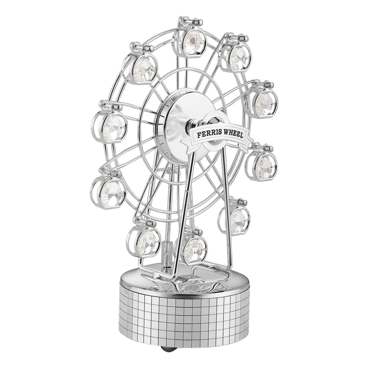 Ferris Wheel Musical Box Silver Clear Crystal