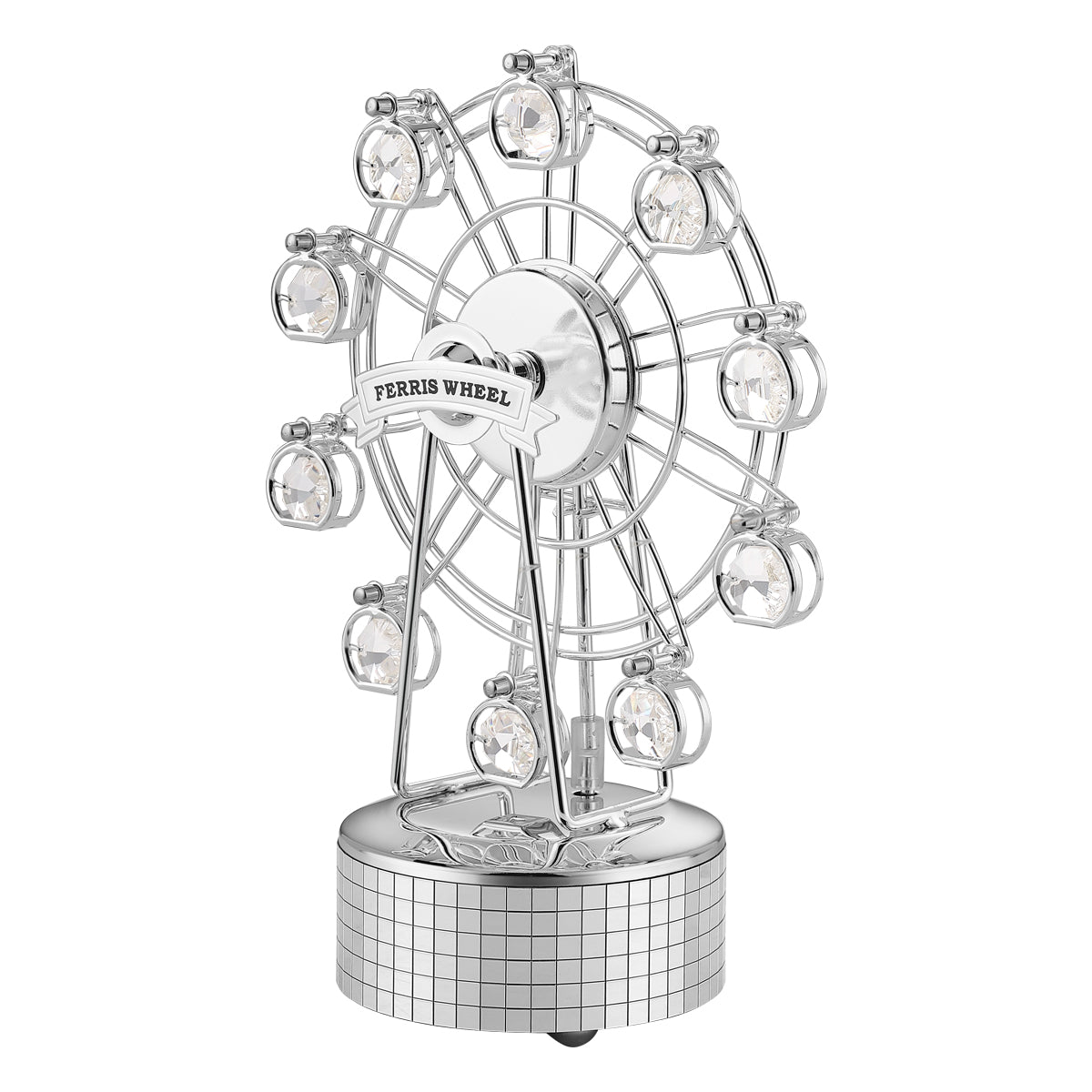 Ferris Wheel Musical Box Silver Clear Crystal