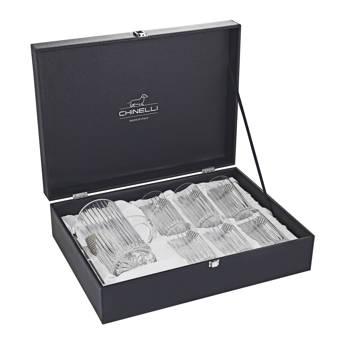 6 Lemon Glasses Set with Stirrer & Swaroski Stones