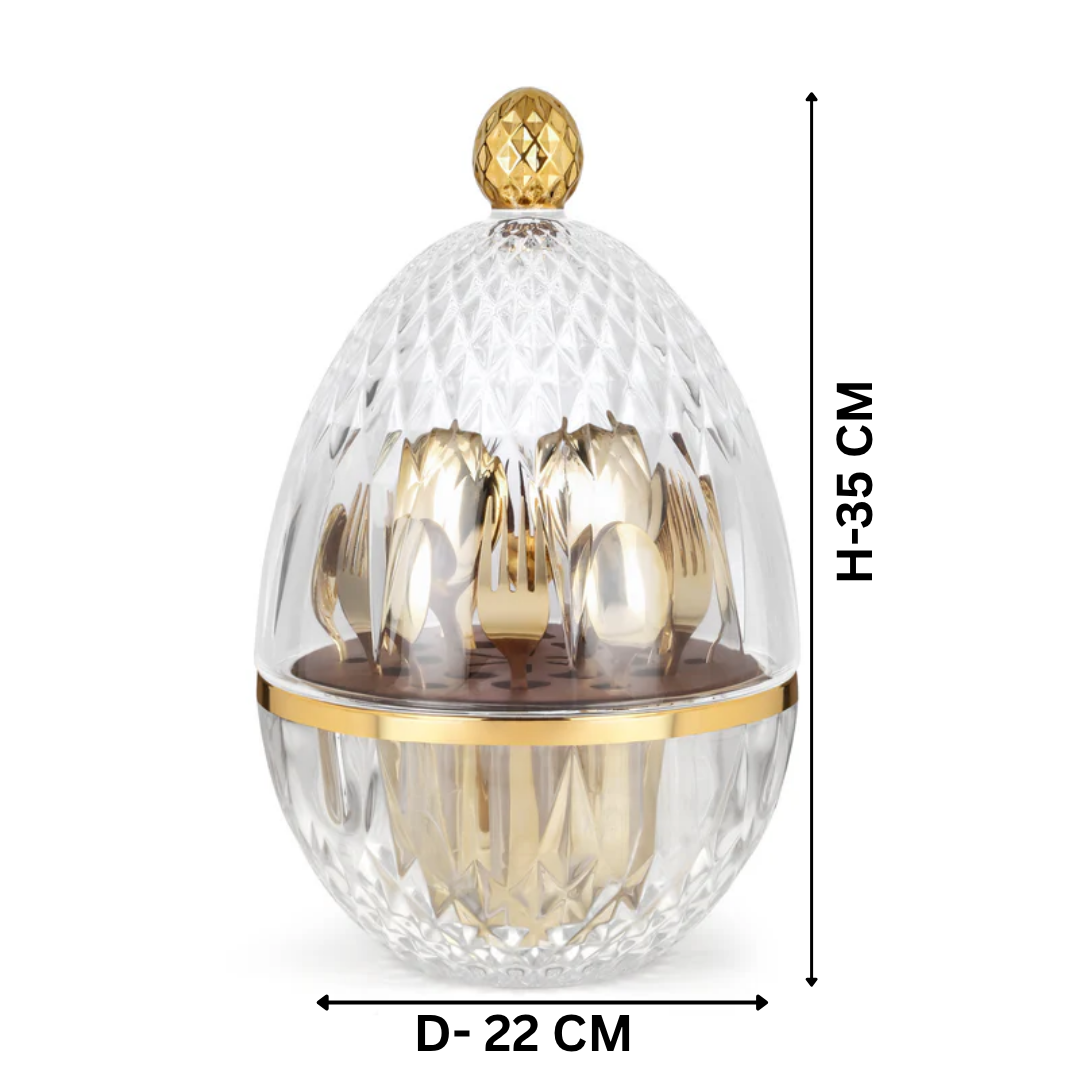 Egg Shape Glass Cutlery Holder