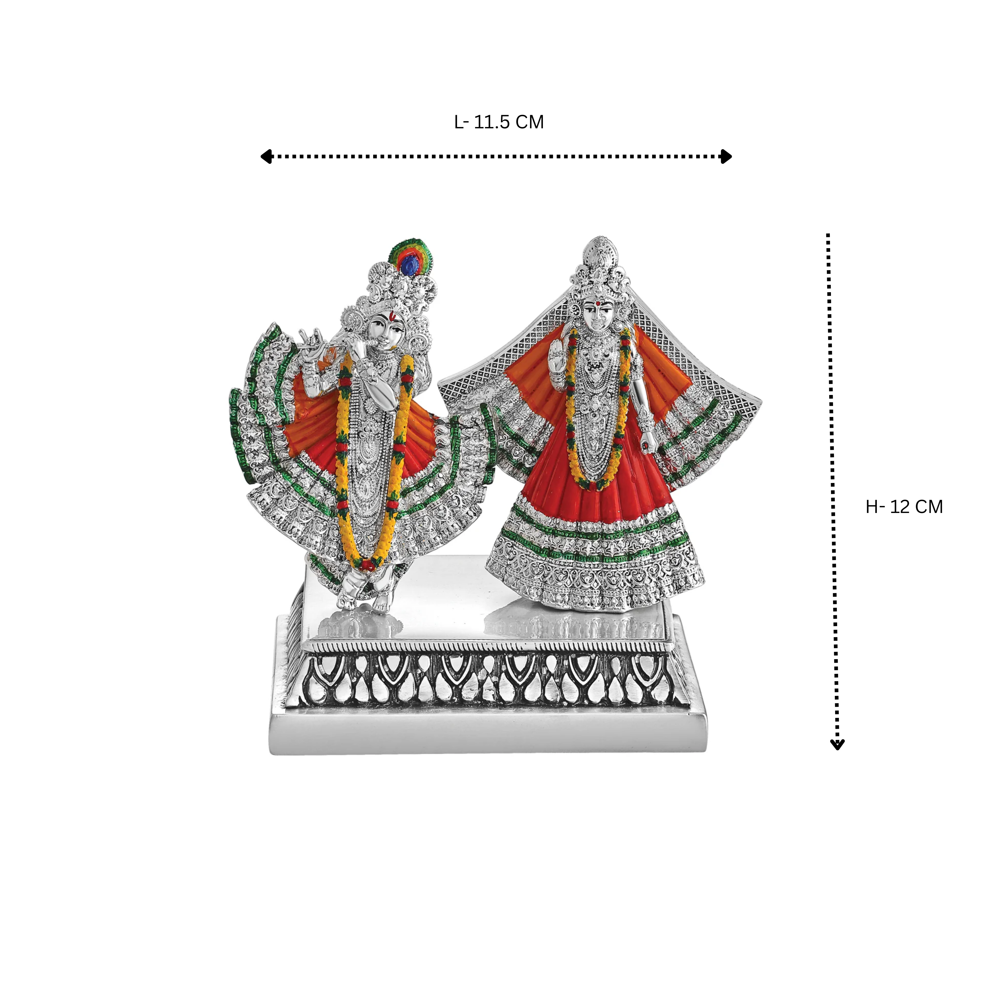 Radha Krishna With Silver Base
