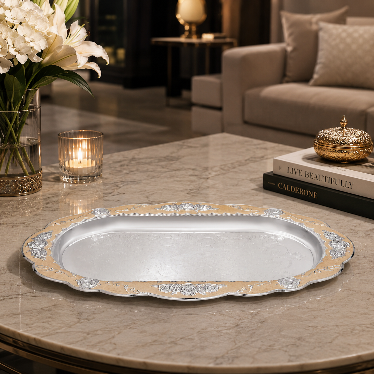 Peacock Oval Tray