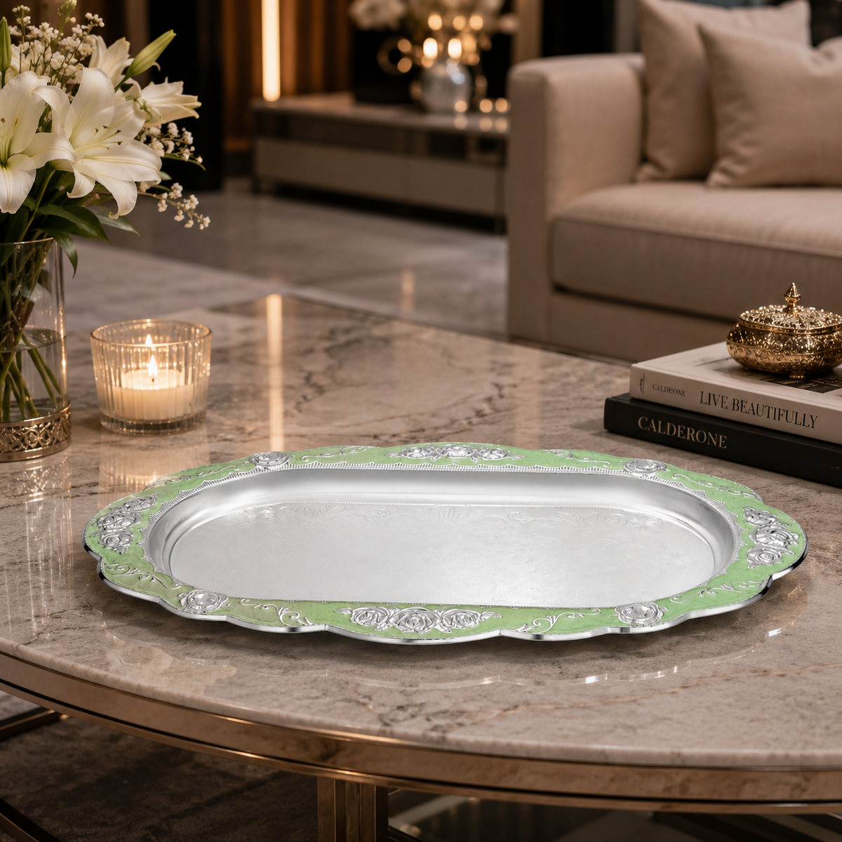 Peacock Oval Tray