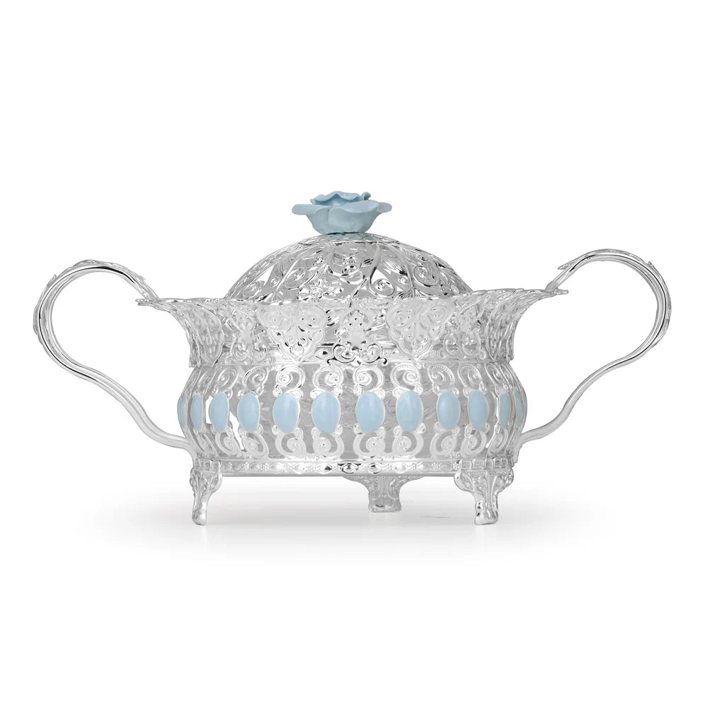 Floral Round Tray with Handle Medium
